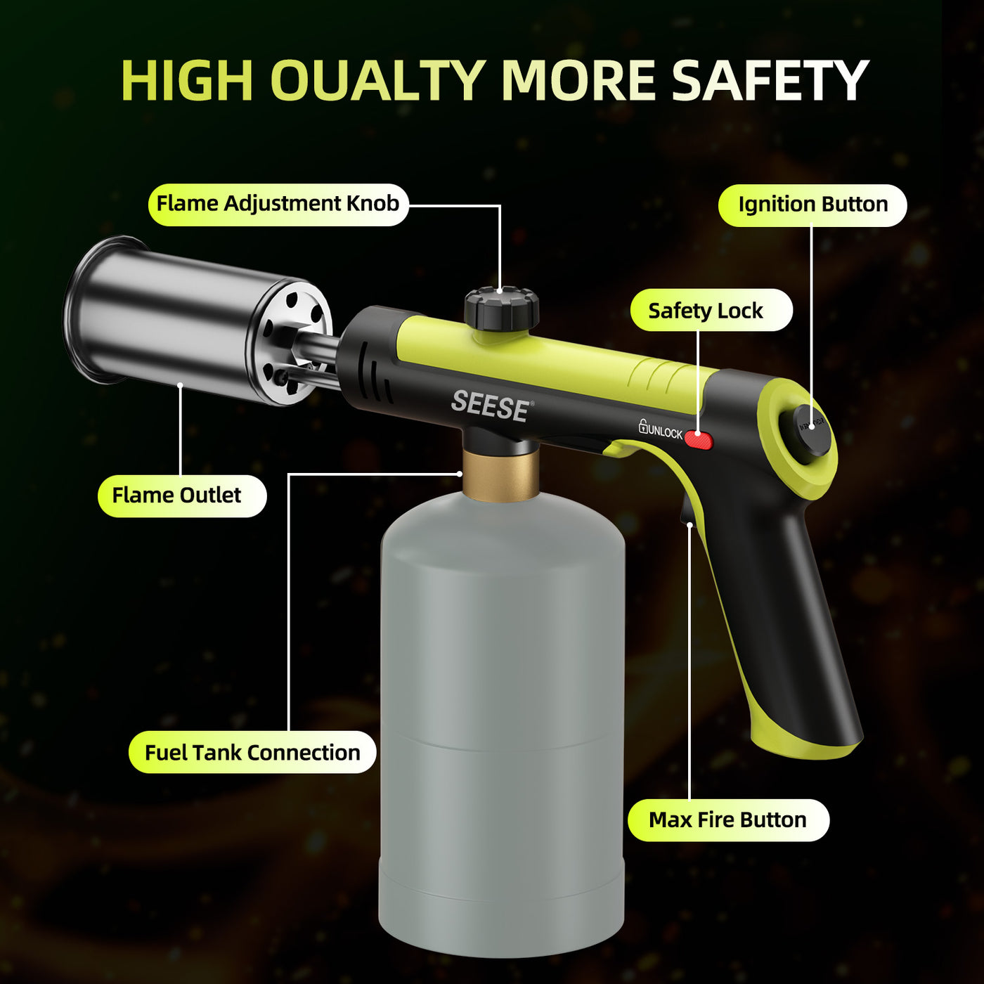 Propane Searing Torch with Adjustable Flame
