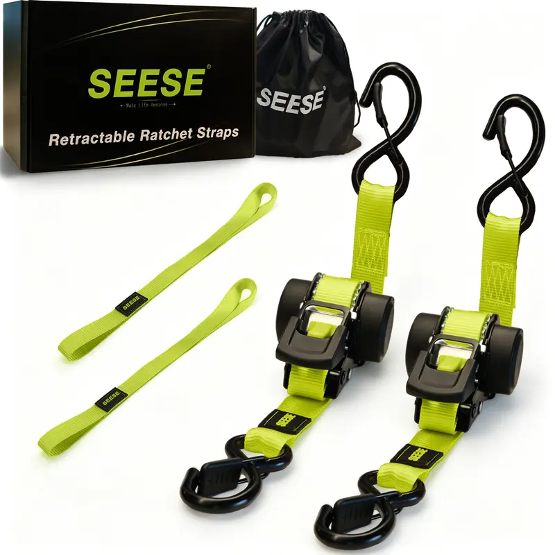 1-Inch x 11-Foot Retractable Ratchet Tie-Down Straps